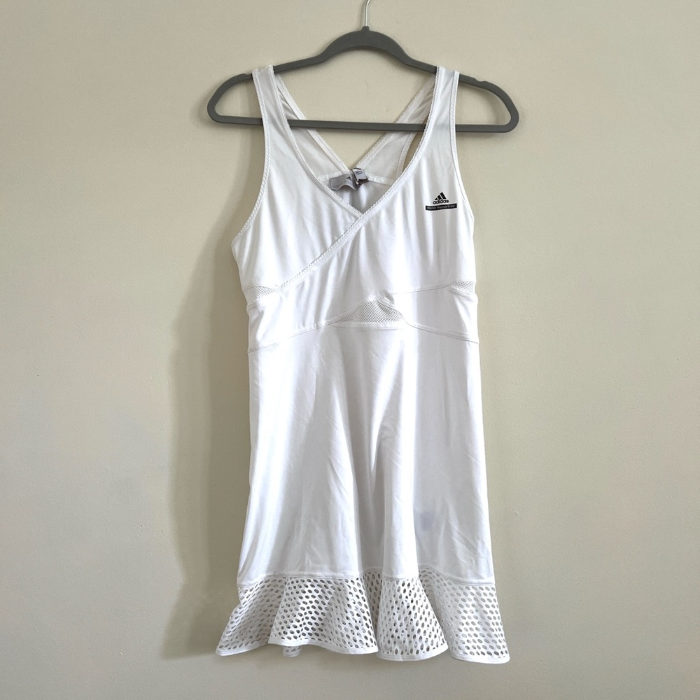 Adidas by Stella McCartney White Mesh-Hem Mini Dress